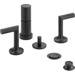 Click here to see Brizo 68475-BL Brizo Odin Two-Handle Bidet Faucet with Metal Pop-Up Drain, 4-Hole, Lever Handles, Matte Black - 68475-BL