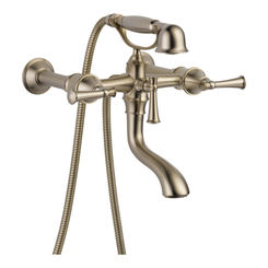 Click here to see BRIZO T70305-BN Brizo Baliza Two-Handle Multi-Mount Tub Faucet Trim with 1.75 GPM Hand Shower, Bi-Directional Diverter, Lever Handles, Brilliance Brushed Nickel - T70305-BN