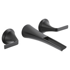 Click here to see Brizo T65851LF-BL Brizo Sotria Two-Handle Bathroom Faucet w/ Channel Spout, Less Drain, Wall-Mount, 1.5 GPM, Matte Black - T65851LF-BL