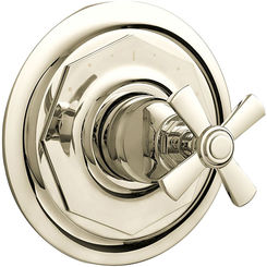 Click here to see DELTA FAUCETS COMPANY T66T061-PN Brizo Rook Sensori Single-Handle Thermostatic Valve Trim, Cross Handle, Polished Nickel - T66T061-PN
