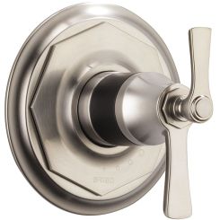 Click here to see Brizo T60061-NKBL Brizo Rook TempAssure Thermostatic Two-Handle Valve Trim, Lever Handles, Luxe Nickel/Matte Black - T60061-NKBL