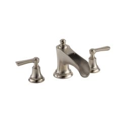 Click here to see DELTA FAUCETS COMPANY T67361-NKLHP Brizo Rook Two-Handle Deck-Mount Roman Tub Faucet Trim with Channel Spout, 3-Hole, Less Handles, Brilliance Luxe Nickel - T67361-NKLHP
