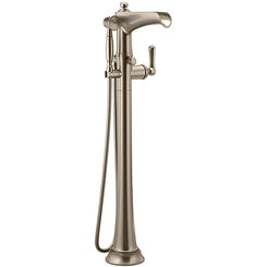 Click here to see Brizo T70161-NK Brizo Rook Single-Handle Freestanding Tub Filler with 1.75 GPM Hand Shower, Channel Spout, Lever Handle, ADA, Brilliance Luxe Nickel - T70161-NK