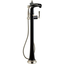 Click here to see  T70161-NKBL Brizo Rook Single-Handle Freestanding Tub Filler with 1.75 GPM Hand Shower, Channel Spout, Lever Handle, ADA, Brilliance Luxe Nickel/Matte Black - T70161-NKBL
