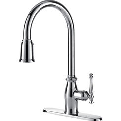 Click here to see Ultra Faucets UF13400 Ultra Faucets Traditional Single Handle Pull-Down Kitchen Faucet, Chrome - UF13400