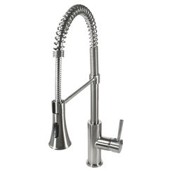Click here to see Ultra Faucets UF17203 Ultra Faucets Euro Single-Handle Semi-Pro Pull-Down Kitchen Faucet, Stainless Steel - UF17203