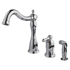 Click here to see Ultra Faucets UF11040 Ultra Faucets Prime Single Handle Kitchen Faucet w/ Side Spray, 3 Hole, Chrome - UF11040