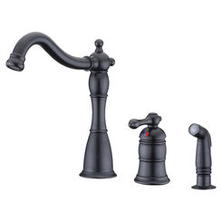 Click here to see Ultra Faucets UF11045 Ultra Faucets Prime Single Handle Kitchen Faucet w/ Side Spray, 3 Hole, Oil-Rubbed Bronze - UF11045