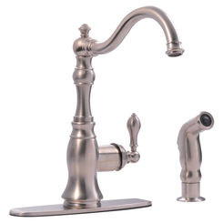 Click here to see Ultra Faucets UF11243 Ultra Faucets Signature Single Handle Kitchen Faucet w/ Side Spray, Stainless - UF11243