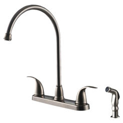 Click here to see Ultra Faucets UF21043 Ultra Faucets Vantage Two Handle Kitchen Faucet w/ Side Spray, Stainless - UF21043