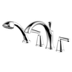 Click here to see Ultra Faucets UF65440 Ultra Faucets Z Collection Two-Handle Roman Tub Faucet Trim with Hand Shower, 4-Hole, Lever Handles, ADA, Chrome - UF65440