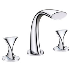 Click here to see Ultra Faucets UF55510 Ultra Faucets Twist Two-Handle Widespread Lavatory Faucet with Metal Push Pop-Up, 1.5 GPM, Three-Hole, Ceramic Disc Cartridge, Chrome - UF55510