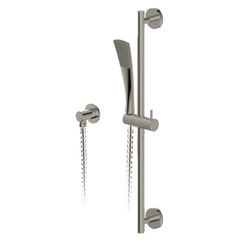 Click here to see Ultra Faucets UF79303-7 Ultra Faucets Twist ABS Hand Shower with Metal Slide Bar, Ell, and 60in Hose, 2.0 GPM, Brushed Nickel - UF79303-7