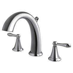 Click here to see Ultra Faucets UF55410 Ultra Faucets Contour Two-Handle Widespread Lavatory Faucet with Metal Pop-Up, 1.5 GPM, Three-Hole, Washerless Cartridge, Chrome - UF55410 