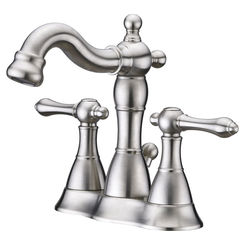 Click here to see Ultra Faucets UF45213 Ultra Faucets Prime 3-Hole Centerset Brushed Nickel Bathroom Faucet with Metal Pop-Up Drain, 1.5 GPM, NEOPERL Aerator, Two-Handle, Lever Handles - UF45213