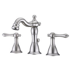 Click here to see Ultra Faucets UF55213 Ultra Faucets Prime Two-Handle Widespread Lavatory Faucet with Metal Pop-Up, 1.5 GPM, Three-Hole, Washerless Cartridge, Brushed Nickel - UF55213