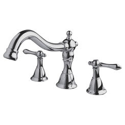 Click here to see Ultra Faucets UF65000 Ultra Faucets Prime Two-Handle Deck-Mount Roman Tub Faucet, 3-Hole, NEOPERL Stream, Lever Handles, Polished Chrome - UF65000