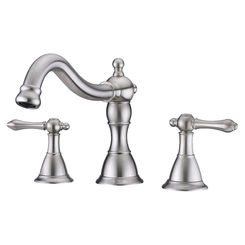 Click here to see Ultra Faucets UF65003 Ultra Faucets Prime Two-Handle Deck-Mount Roman Tub Faucet, 3-Hole, NEOPERL Stream, Lever Handles, Brushed Nickel - UF65003