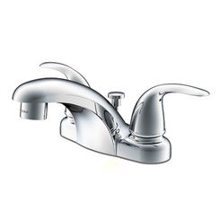 Click here to see Ultra Faucets UF44520 Ultra Faucets Vantage 3-Hole Centerset Chrome Low-Spout Bathroom Faucet with Metal Pop-Up, 1.5 GPM, Two-Handle, Lever Handles - UF44520