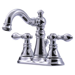 Click here to see Ultra Faucets UF45110 Ultra Faucets Signature 3-Hole Centerset Chrome Bathroom Faucet with Pop-Up Drain, 2.2 GPM, Two-Handle, Lever Handles - UF45110