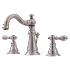 Click here to see Ultra Faucets UF55113 Ultra Faucets Signature Two-Handle Widespread Lavatory Faucet with Metal Pop-Up, 2.2 GPM, Three-Hole, Ceramic Disc Cartridge, Brushed Nickel - UF55113 