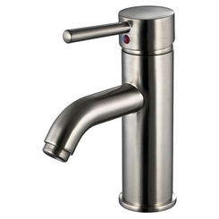 Click here to see Ultra Faucets UF36503 Ultra Faucets Euro Collection One-Handle Bathroom Faucet, Less Pop-Up, 1.2GPM, Neoperl Aerator, Lever Handle, Brushed Nickel - UF36503