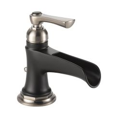 Click here to see Brizo 65061LF-NKBL-ECO Brizo Rook Single-Handle Luxe Nickel/Matte Black Bathroom Faucet with Metal Pop-Up, 1.2 GPM, Channel Spout, Single-Hole, WaterSense - 65061LF-NKBL-ECO