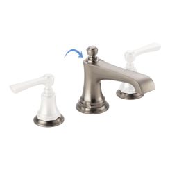 Click here to see  65360LF-NKLHP Brizo Rook Two-Handle Widespread Bathroom Faucet With Metal Pop-Up Drain, Less Handles, 1.5 GPM, Luxe Nickel - 65360LF-NKLHP