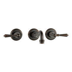 Click here to see  65836LF-RB-ECO Brizo Tresa Two-Handle Wall-Mount Venetian Bronze Bathroom Faucet with Grid Strainer, Lever Handles, Three-Hole, 1.2 GPM - 65836LF-RB-ECO