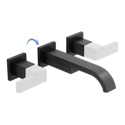 Click here to see  65880LF-BLLHP-ECO Brizo Siderna Two-Handle Widespread Wall-Mount Matte Black Bathroom Faucet with Rough and Trim, 1.2 GPM, Less Handles - 65880LF-BLLHP-ECO