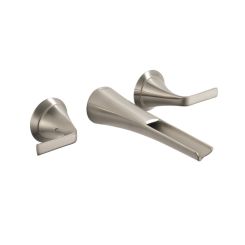 Click here to see  T65851LF-NK Brizo Sotria Two-Handle Bathroom Faucet w/ Channel Spout, Less Drain, Wall-Mount, 1.5 GPM, Brilliance Luxe Nickel - T65851LF-NK