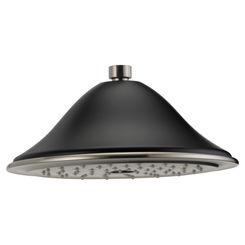 Click here to see Brizo RP52090NKBL Brizo Traditional 9in Round Raincan Shower Head, Single-Function, 1.75 GPM, Touch-Clean Nozzles, WaterSense, Ceiling-Mount, Luxe Nickel/Matte Black - RP52090NKBL
