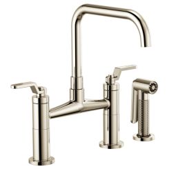 Click here to see  62554LF-PN Brizo Litze Brilliance Polished Nickel Bridge Kitchen Faucet with Square Spout and Industrial Handles, ADA, 1.8 GPM - 62554LF-PN