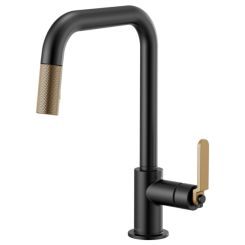 Click here to see  63054LF-BLGL Brizo Litze Series Matte Black/Brilliance Luxe Gold Pull-Down Single-Handle Faucet with Swivel Spout and Industrial Handle, 1.8 GPM - 63054LF-BLGL