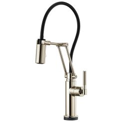Click here to see  64243LF-PN Brizo Litze Single-Handle Pull-Down Kitchen Faucet With Knurled Handle, SmartTouch, 1.8 GPM, Brilliance Polished Nickel - 64243LF-PN