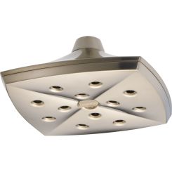 Click here to see Brizo 81385-BN-2.5 Brizo Charlotte Brushed Nickel 8-1/4in H2Okinetic Raincan Shower Head, Square, Single-Function, 2.5 GPM, Overhead-Mount - 81385-BN-2.5