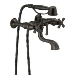 Click here to see Brizo T70361-RB Brizo Rook Two-Handle Multi-Mount Tub Faucet Trim with 1.75 GPM Hand Shower, Cross Handles, Venetian Bronze - T70361-RB