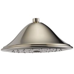 Click here to see Brizo RP52090BN Brizo Traditional 9in Round Raincan Shower Head, Single-Function, 1.75 GPM, Touch-Clean Nozzles, WaterSense, Ceiling-Mount, Brushed Nickel - RP52090BN