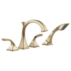 Click here to see  T67430-GL Brizo Virage Two-Handle Roman Tub Faucet Trim with Hand Shower, 1.75 GPM, 4-Hole, Lever Handles, ADA, Brilliance Luxe Gold - T67430-GL