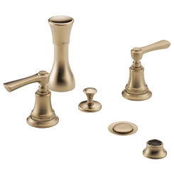 Click here to see Brizo 68460-GLLHP Brizo Rook Two-Handle Bidet Faucet with Diverter and Metal Pop-Up, Less Handles, 4-Hole, Brilliance Luxe Gold - 68460-GLLHP 