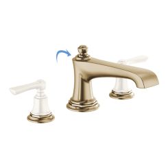 Click here to see  T67360-GLLHP Brizo Rook Two-Handle Deck-Mount Roman Tub Faucet Trim, 3-Hole, Ceramic Cartridge, Less Handles, Brilliance Luxe Gold - T67360-GLLHP