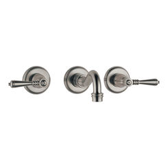 Click here to see BRIZO 65836LF-BN Brizo Tresa Two-Handle Wall-Mount Brilliance Brushed Nickel Bathroom Faucet with Grid Strainer, Lever Handles, Three-Hole, 1.5 GPM - 65836LF-BN
