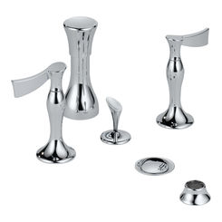 Click here to see BRIZO 68490-PCLHP Brizo RSVP Two-Handle Bidet Faucet with Diverter and Metal Pop-Up, 4-Hole, Less Handles, Polished Chrome - 68490-PCLHP