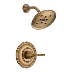 Click here to see Brizo T60P210-BZ Brizo Traditional Monitor 14 Series Single-Handle Shower Faucet with H2Okinetic Rain Showerhead, 1.75 GPM, Lever Handle, Brilliance Brushed Bronze - T60P210-BZ