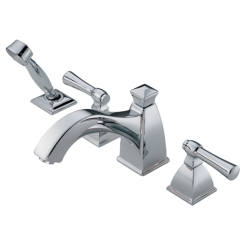 Click here to see Brizo T67740-PC Brizo Vesi Two-Handle Roman Tub Faucet Trim with Hand Shower, 4-Hole, Low-Arc Spout, 1.75 GPM, Lever Handles, ADA, Polished Chome - T67740-PC