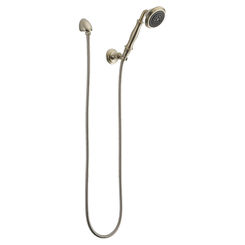 Click here to see BRIZO 85810-PN Brizo Baliza Traditional 3-Function Wall-Mount Hand Shower with Touch-Clean Nubs, 1.75 GPM, Brilliance Polished Nickel - 85810-PN