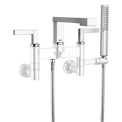 Click here to see  T70322-PC Brizo Frank Lloyd Wright Two-Handle Multi-Mount Tub Faucet Trim with Hand Shower, 2-Hole, 1.75 GPM, Lever Handles, ADA, Polished Chrome - T70322-PC