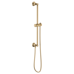 Click here to see  74795-GL Brizo 74795-GL Essential Classic Round Slide Bar with Metal Hose - Luxe Gold
