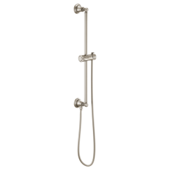 Click here to see  74795-NK Brizo 74795-NK Essential Classic Round Slide Bar with Metal Hose - Luxe Nickel