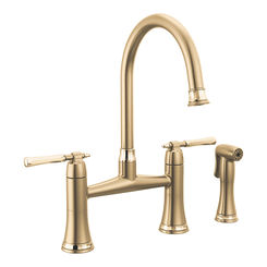Click here to see  62558LF-GLPG Brizo Tulham Luxe Gold/Polished Gold Two Handle Bridge Kitchen Faucet With Side Spray - 62558LF-GLPG